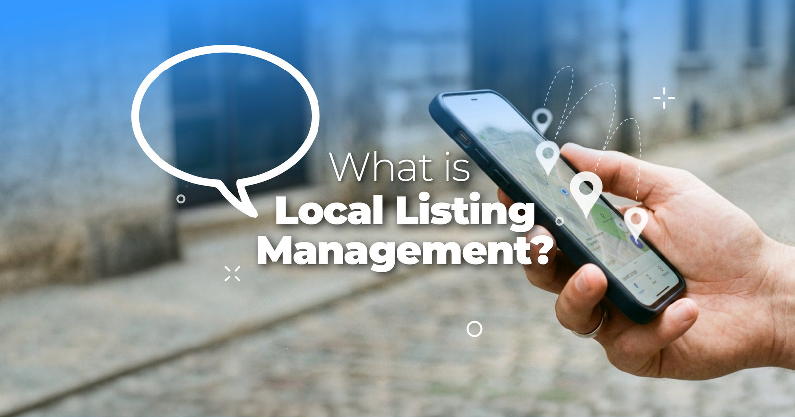Business listing management dashboard showing locations across Google, Apple Maps, and directories
