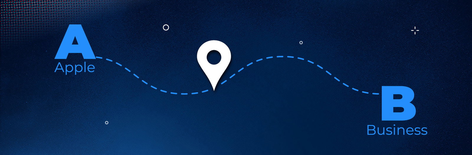 Diagram showing the journey from Apple to Business via a map pin