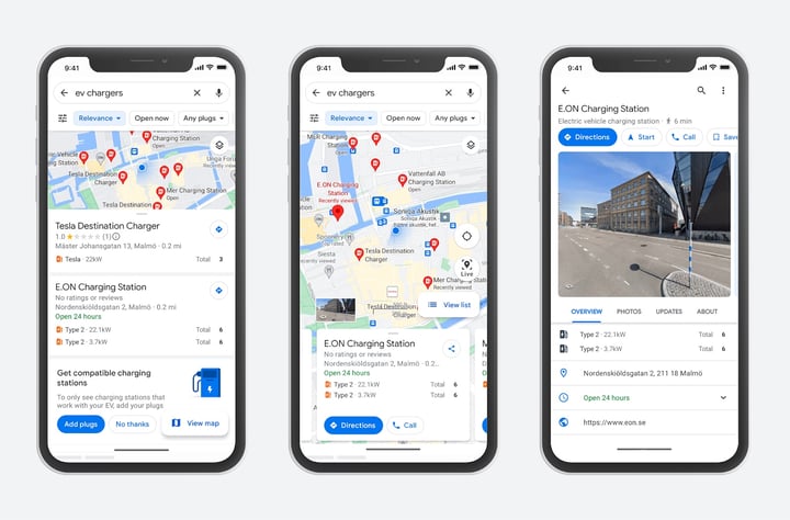 ev charge points google maps