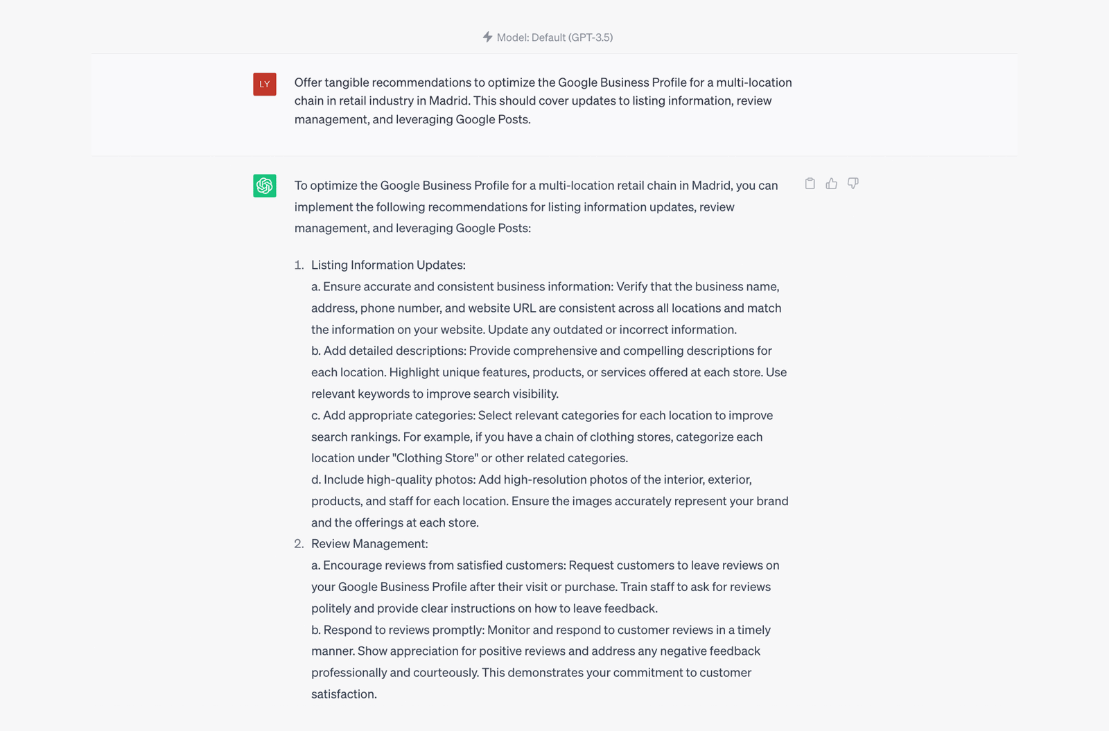 ChatGPT prompts for Google Business Profile 