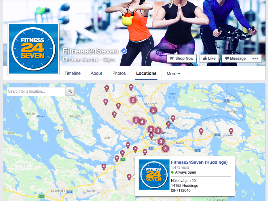 Facebook Location Pages setup under a brand page