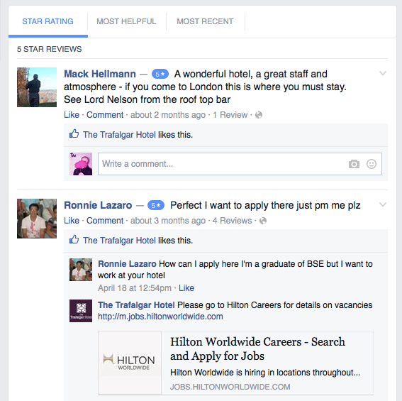 Replying to customer comments on a Facebook location page