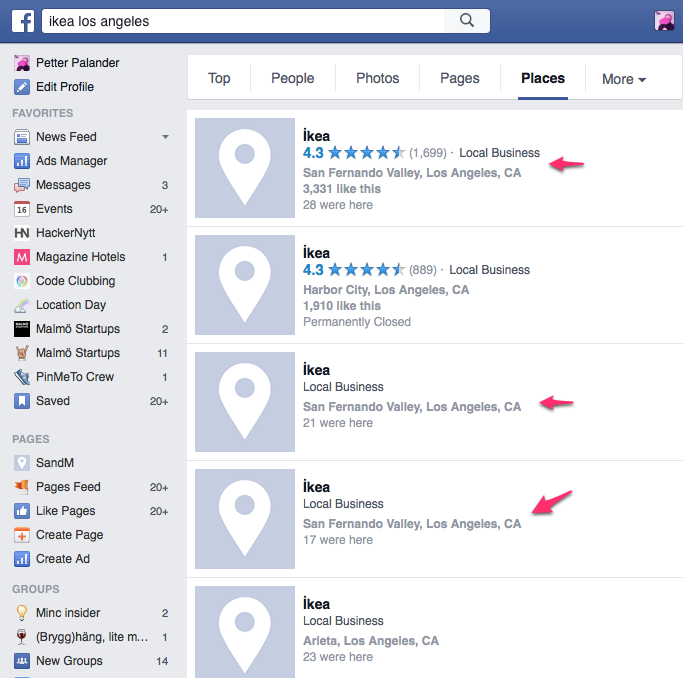 Unofficial duplicate Facebook pages created by users