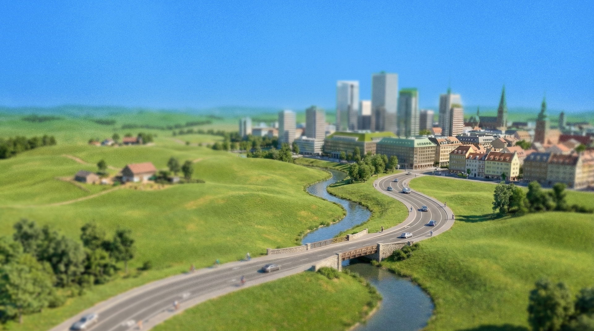 Cityscape overview showing the reach of local marketing