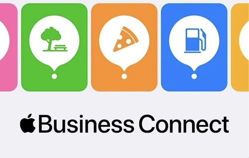 Apple Business Connect dashboard showing location management features for brands